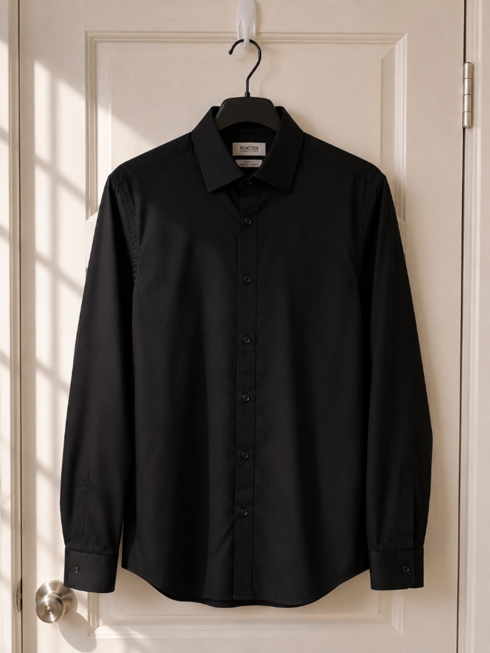 Kenneth Cole Reaction Black Slim Fit Tonal Stripe Dress Shirt 15.5 32/33